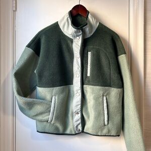 Thread & Supply Fleecy Snap Front Jacket Green